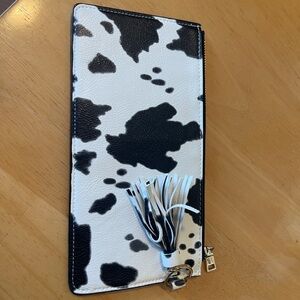 Black and White Cow Print Wallet with Keychain